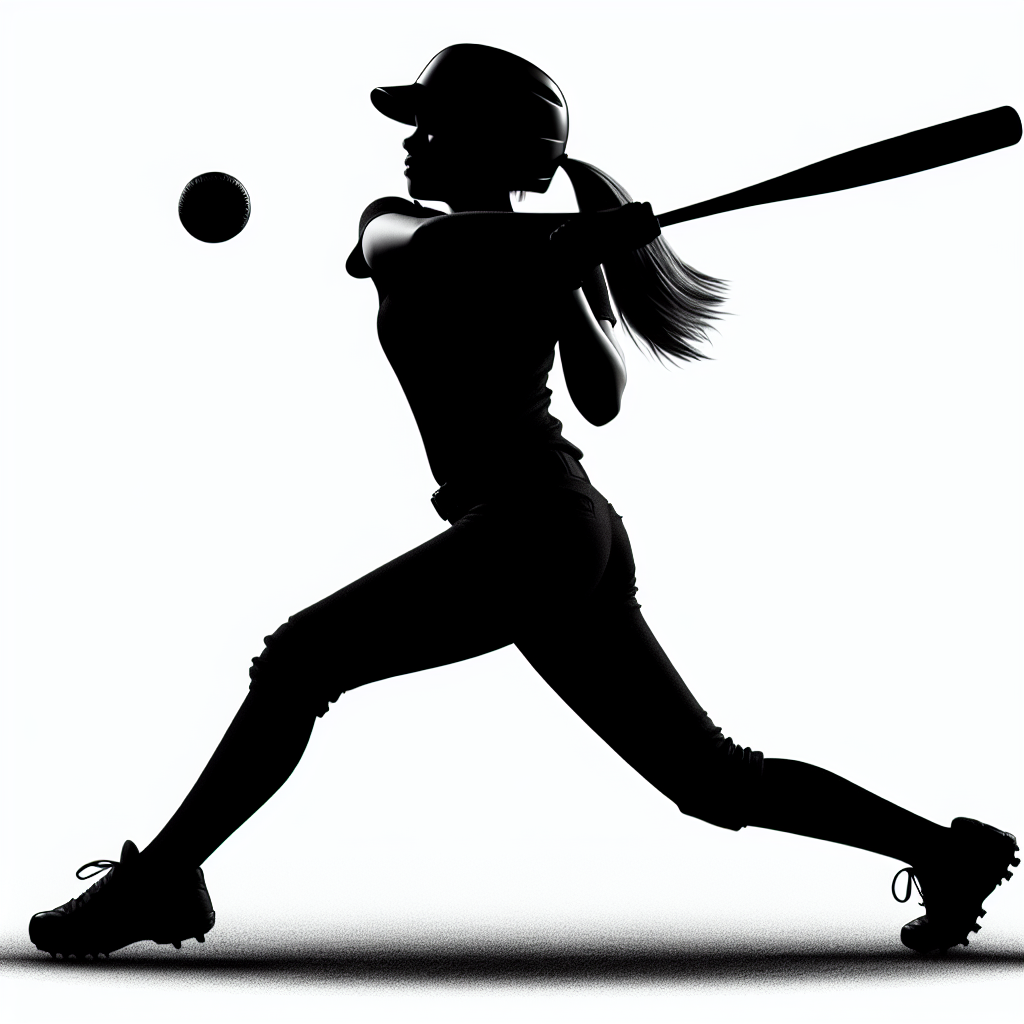Softball / Sports-playing Girl Silhouettes Vector Silhouette Digital