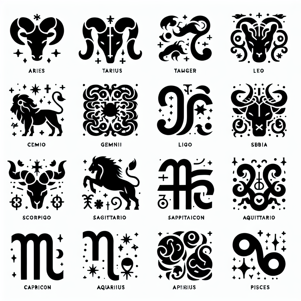 Zodiac Sign 12 Pack Vector Silhouette | Digital Download SVG
