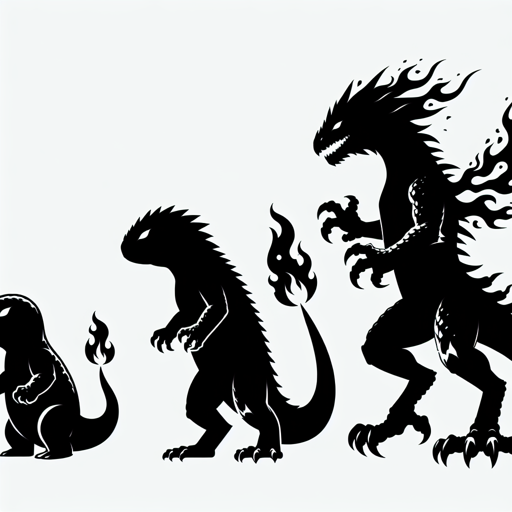 Charmander (pokémon) Evolution Silhouette Vector Silhouette Digital