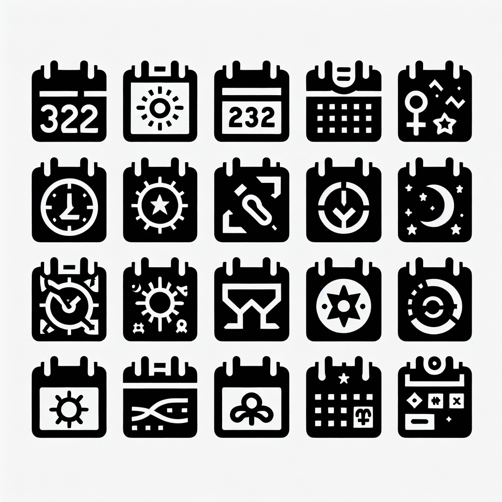 Calendar Icons 12 Pack Vector Silhouette | Digital Download SVG
