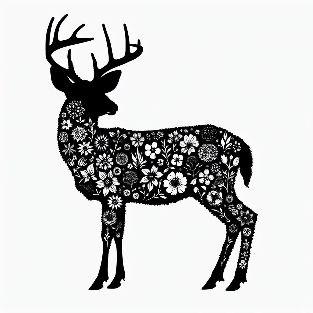 Buck Creatures Made From Flowers Vector Silhouette Digital Download