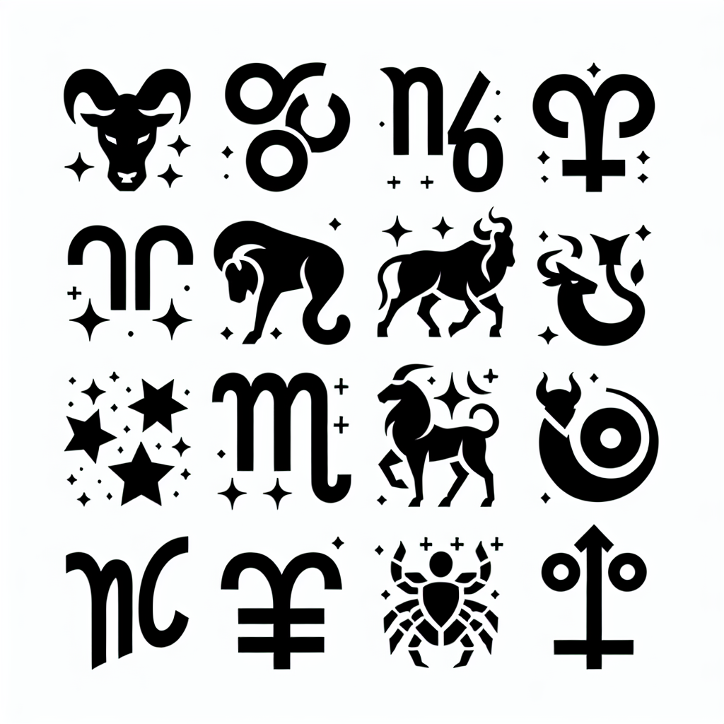 Zodiac Sign 12 Pack Vector Silhouette | Digital Download SVG