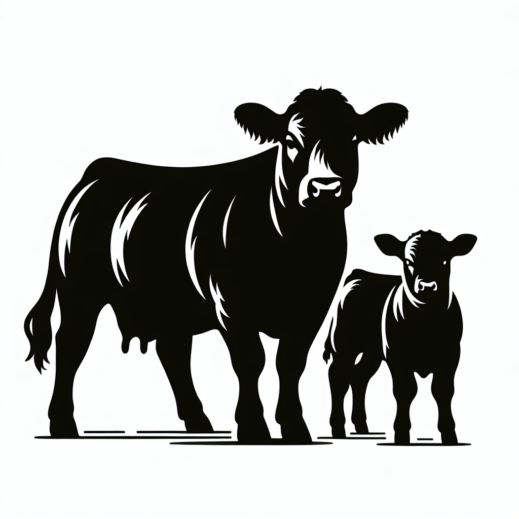 Cow & Calf Angus Vector Silhouette | High-quality Digital SVG