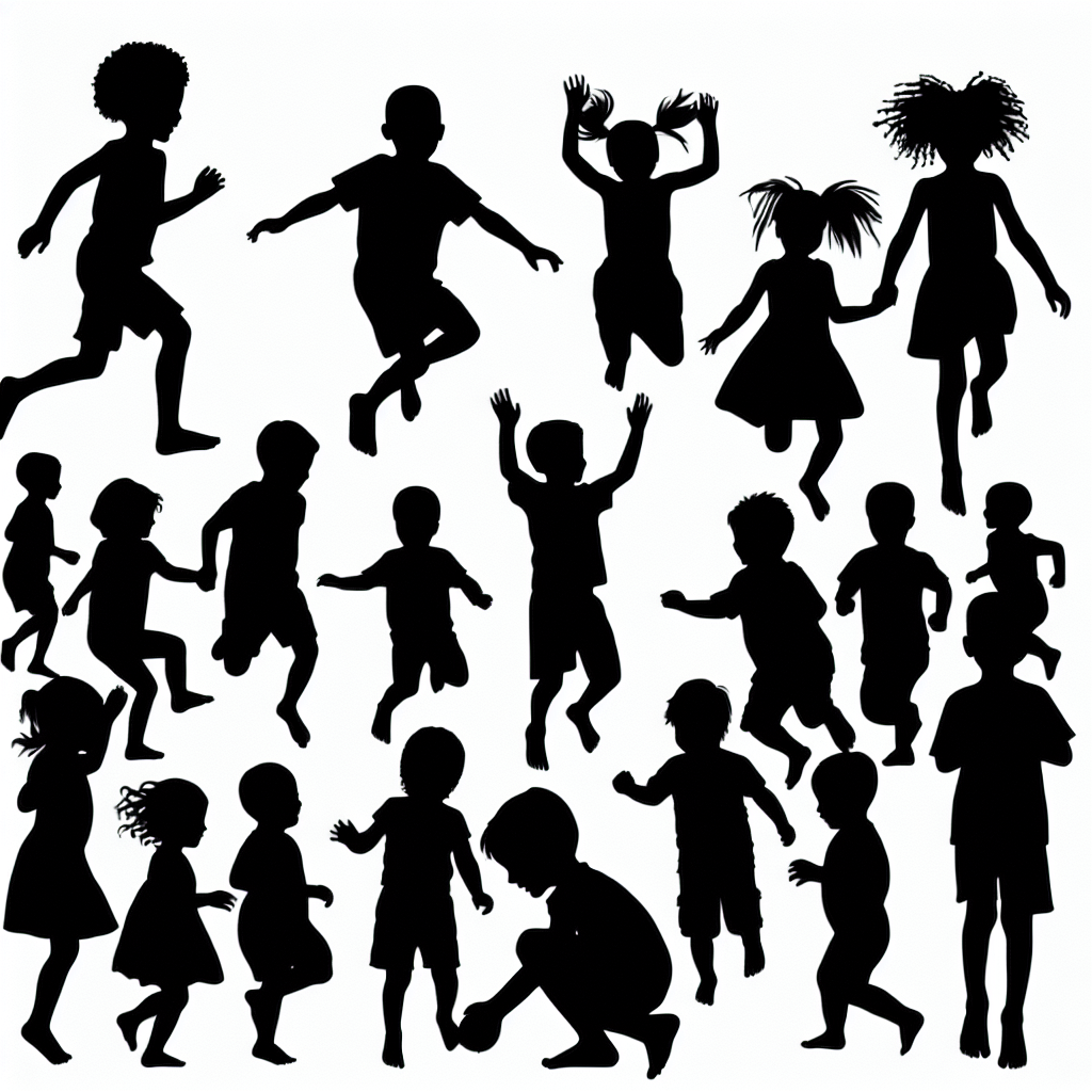 Children Playing Vector Silhouette | High-quality Digital SVG