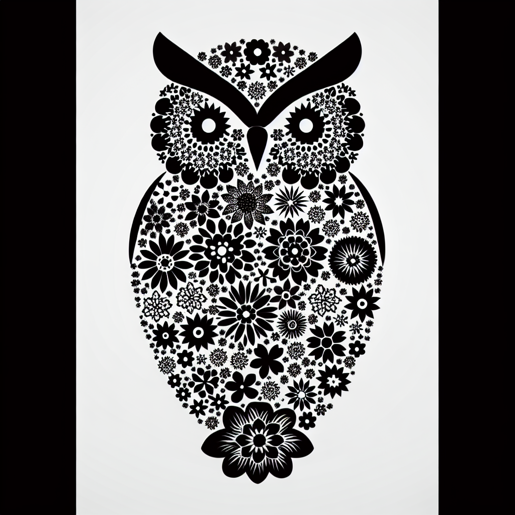 Owl From Flowers Vector Silhouette | High-quality Digital SVG