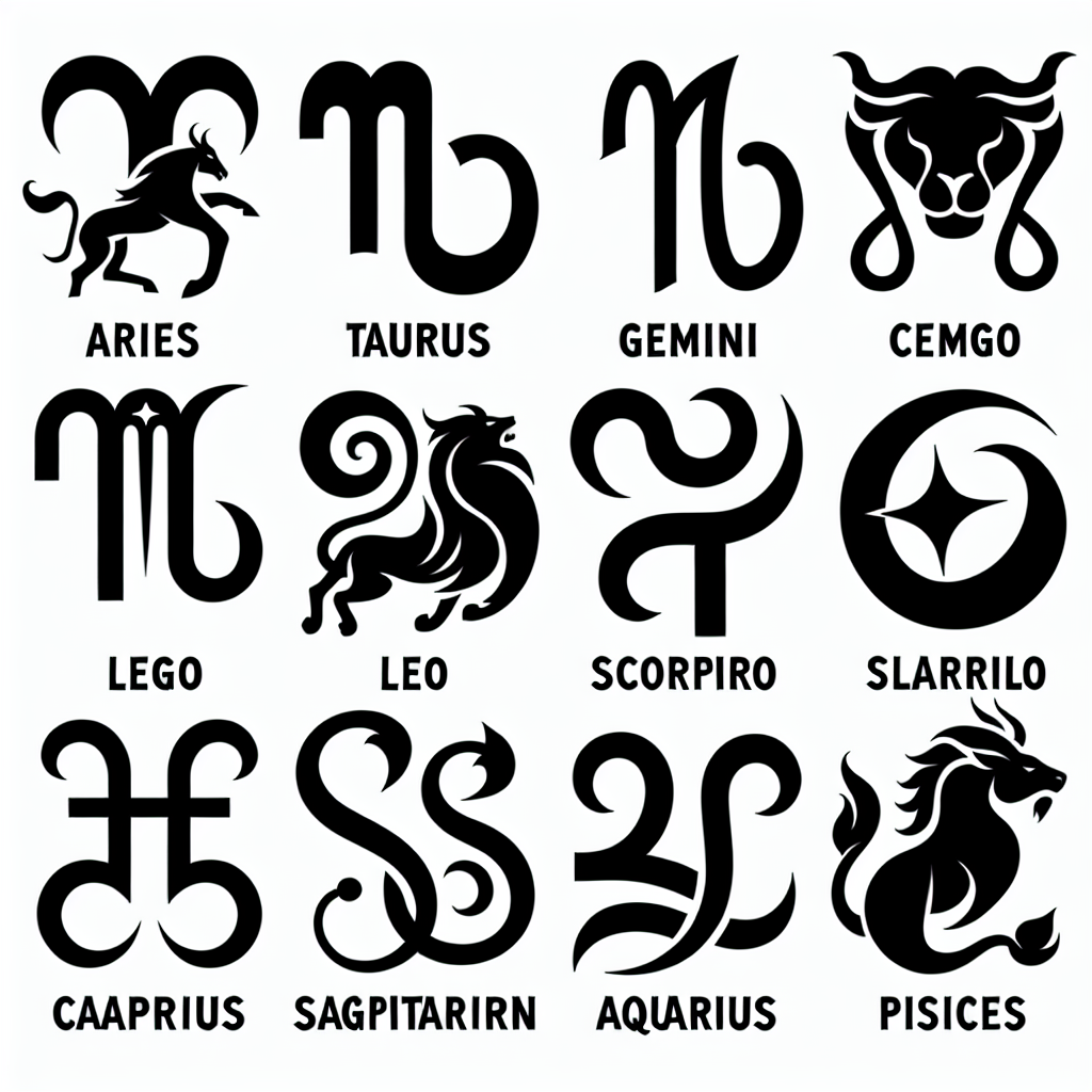 Zodiac Sign 12 Pack Vector Silhouette | Digital Download SVG