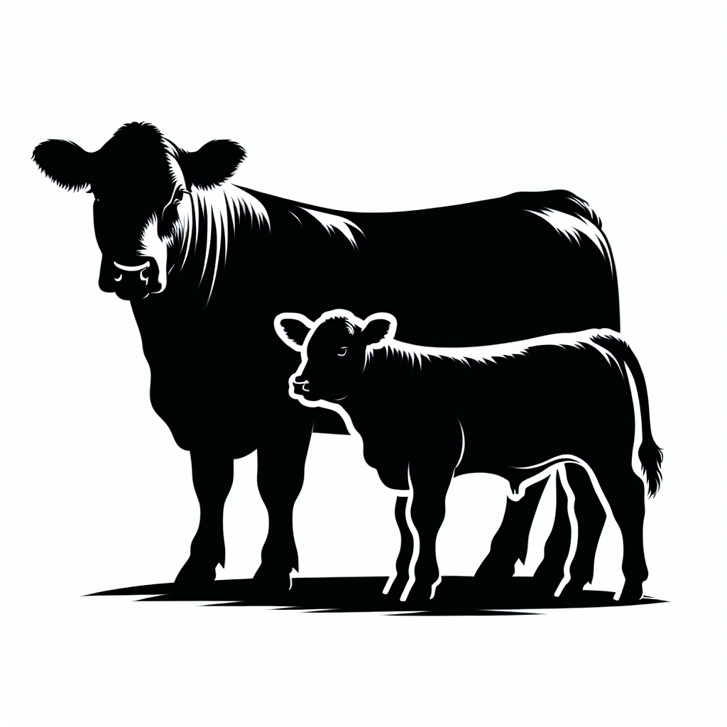 Cow & Calf Angus Vector Silhouette | High-quality Digital SVG