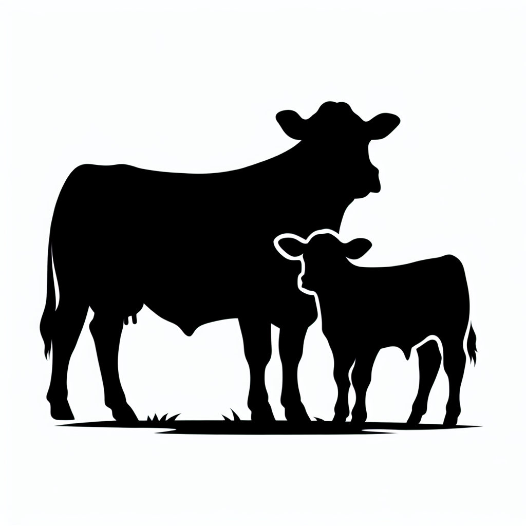 Cow & Calf Angus Vector Silhouette | High-quality Digital SVG