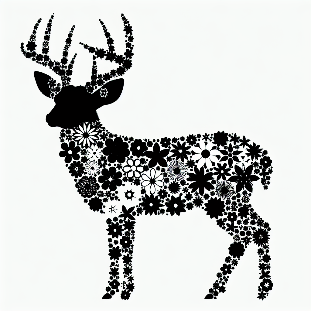 Buck Creatures Made From Flowers Vector Silhouette Digital Download