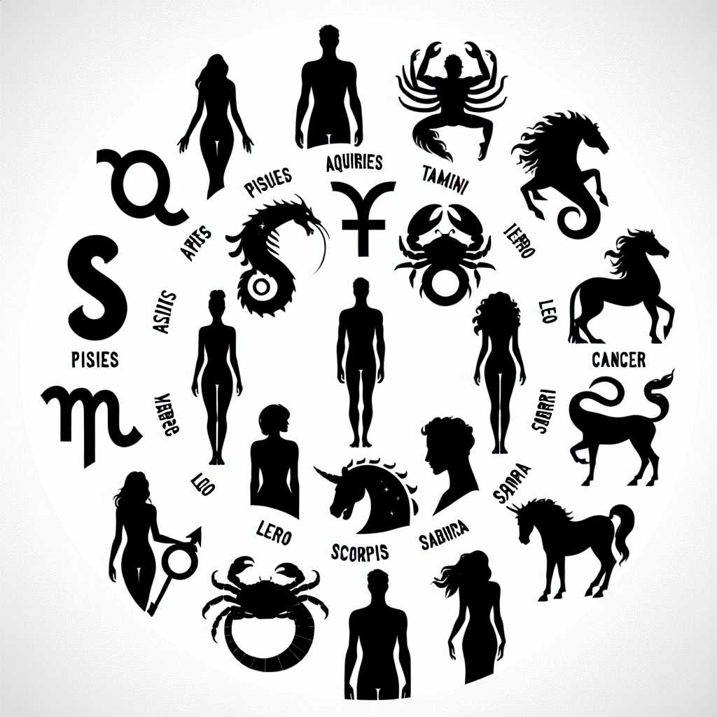 Zodiac Sign 12 Pack Vector Silhouette | Digital Download SVG