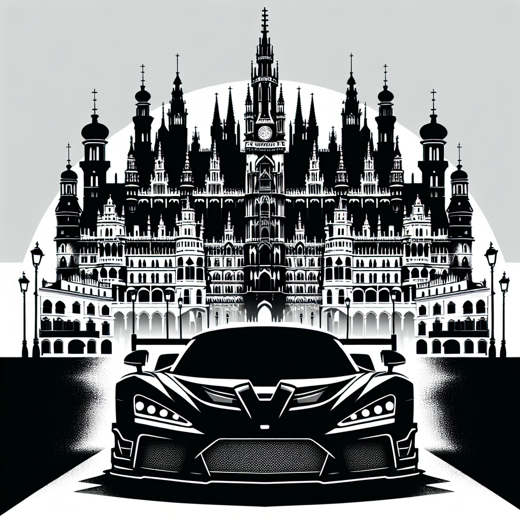 Supercar Old City Vector Silhouette | High-quality Digital SVG