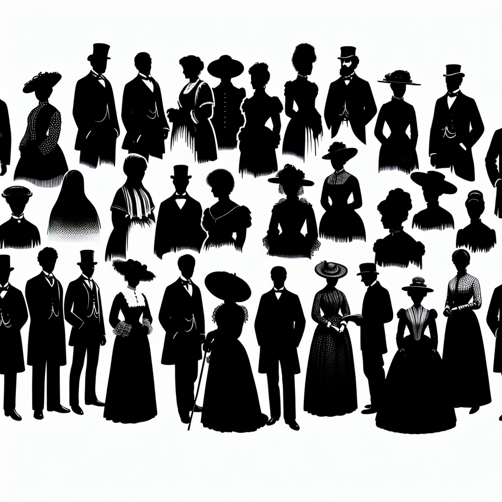 Victorian People Vector Silhouette | High-quality Digital SVG