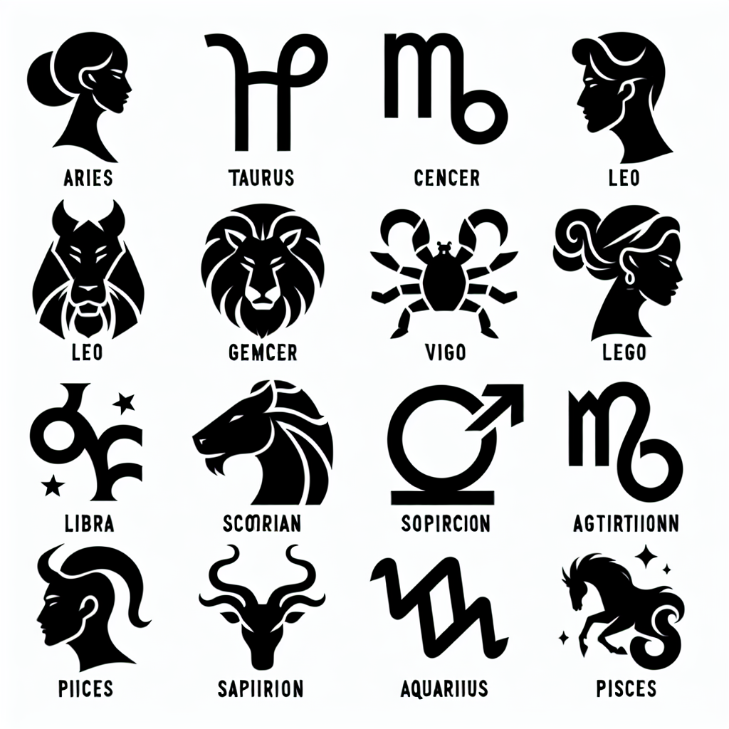 Zodiac Sign 12 Pack Vector Silhouette | Digital Download SVG