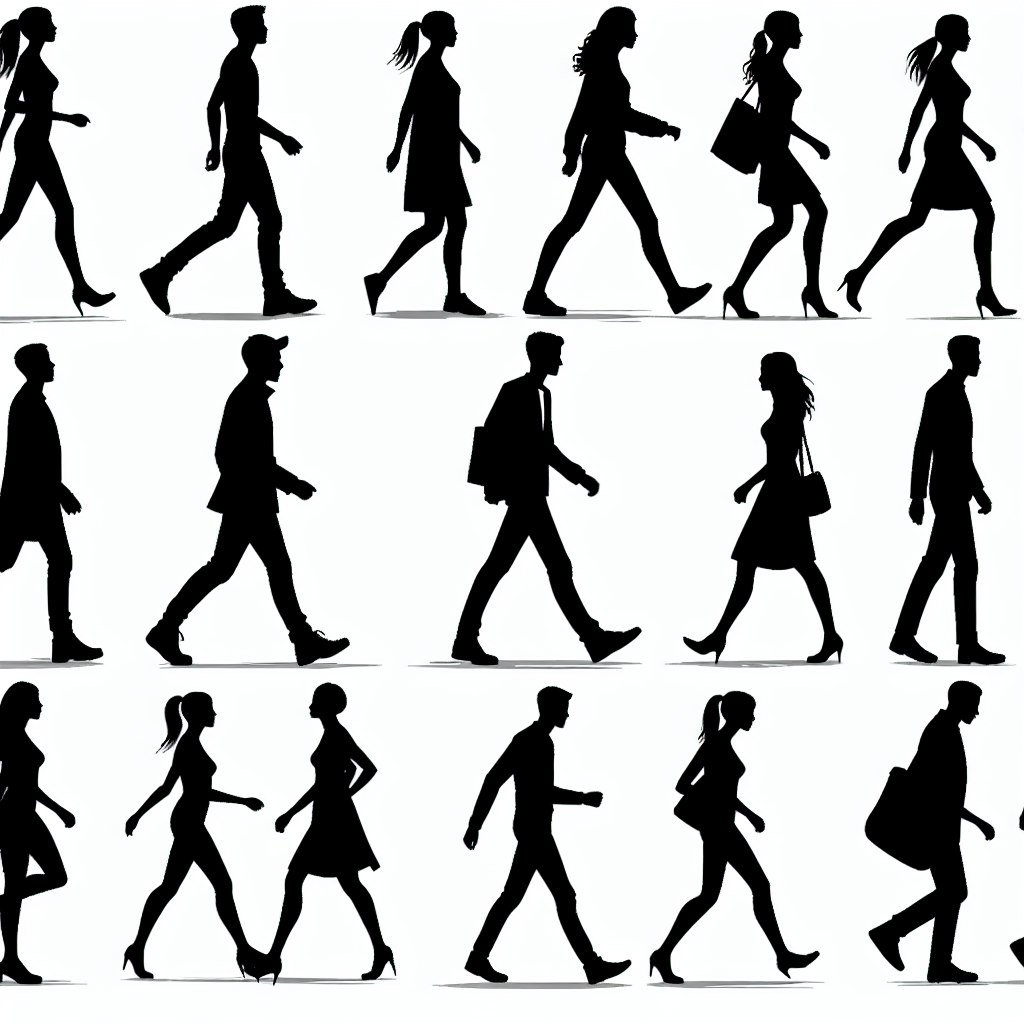 Walking Persons Vector Silhouette | High-quality Digital SVG