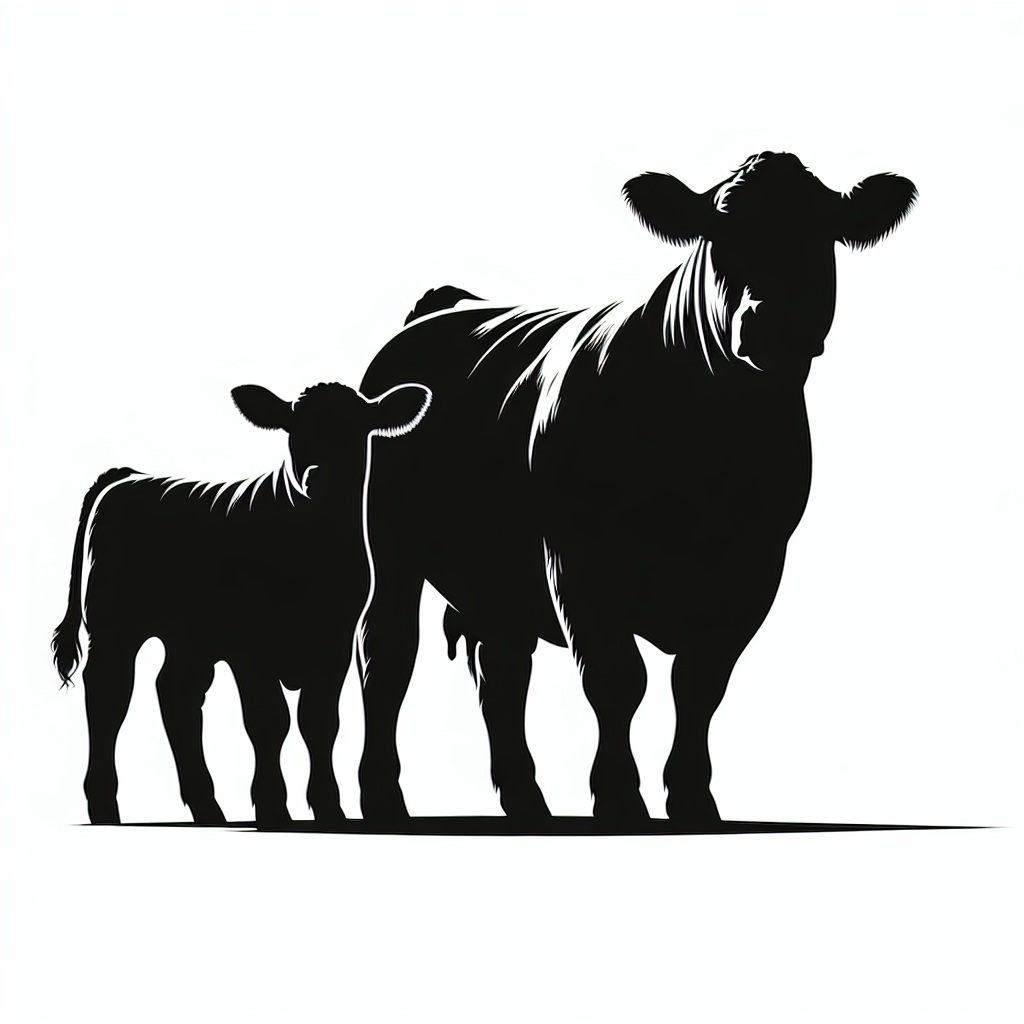 Cow & Calf Angus Vector Silhouette | High-quality Digital SVG